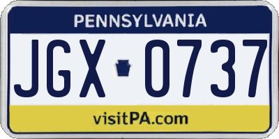 PA license plate JGX0737