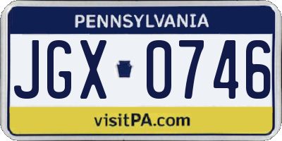 PA license plate JGX0746