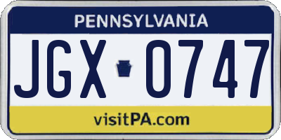 PA license plate JGX0747