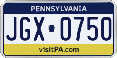 PA license plate JGX0750