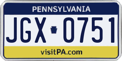 PA license plate JGX0751