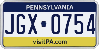 PA license plate JGX0754