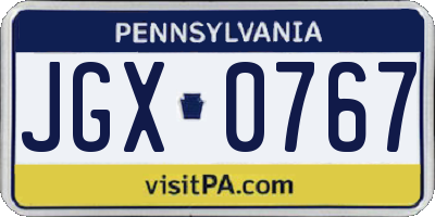 PA license plate JGX0767