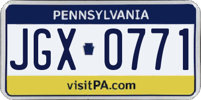 PA license plate JGX0771