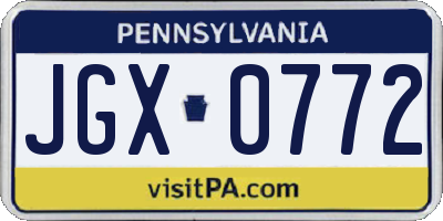 PA license plate JGX0772