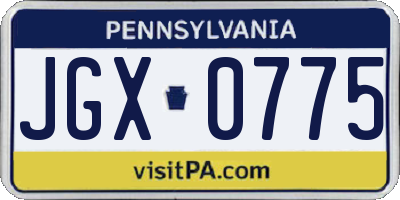 PA license plate JGX0775