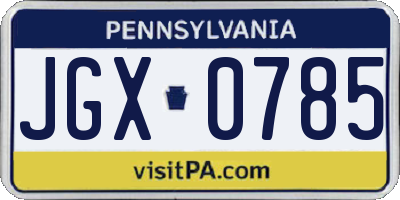 PA license plate JGX0785
