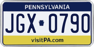 PA license plate JGX0790