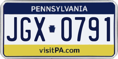 PA license plate JGX0791