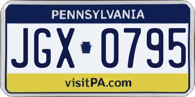 PA license plate JGX0795
