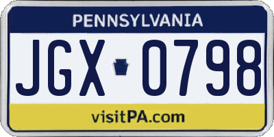 PA license plate JGX0798