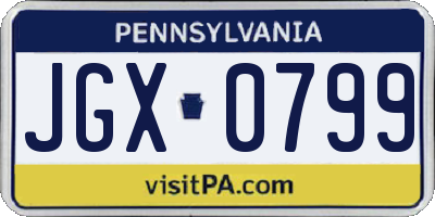 PA license plate JGX0799