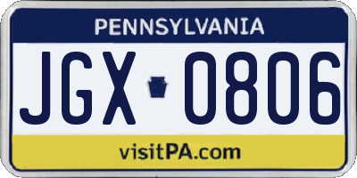 PA license plate JGX0806