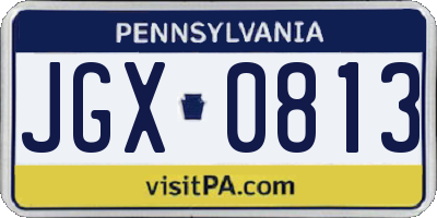 PA license plate JGX0813