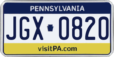 PA license plate JGX0820