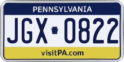 PA license plate JGX0822