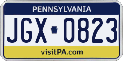 PA license plate JGX0823
