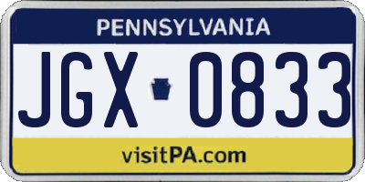 PA license plate JGX0833