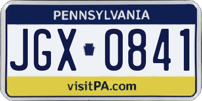 PA license plate JGX0841