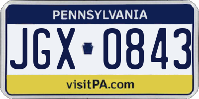 PA license plate JGX0843