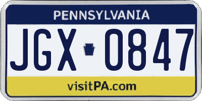 PA license plate JGX0847