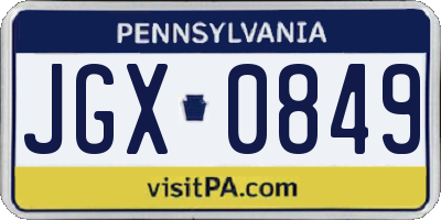 PA license plate JGX0849