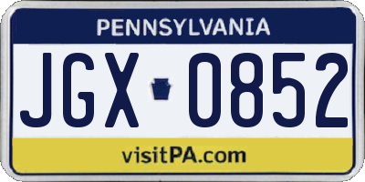PA license plate JGX0852