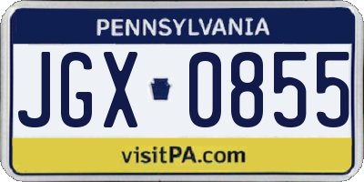 PA license plate JGX0855