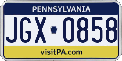 PA license plate JGX0858
