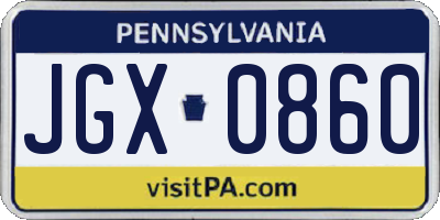 PA license plate JGX0860