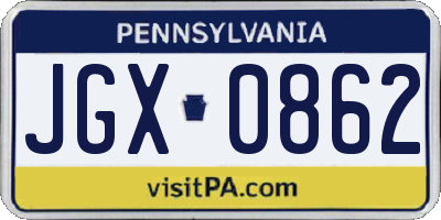 PA license plate JGX0862