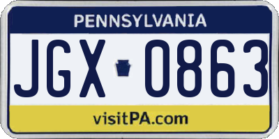 PA license plate JGX0863