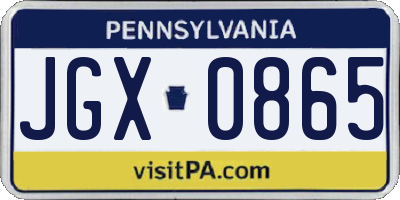 PA license plate JGX0865