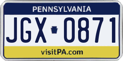PA license plate JGX0871