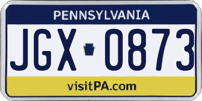 PA license plate JGX0873