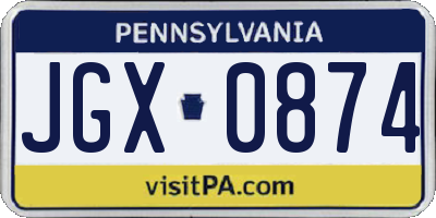 PA license plate JGX0874