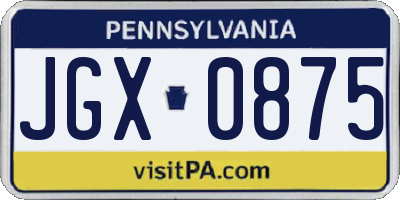 PA license plate JGX0875