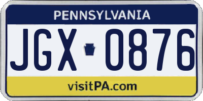 PA license plate JGX0876