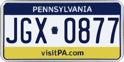 PA license plate JGX0877