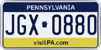 PA license plate JGX0880