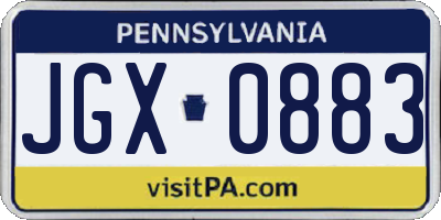 PA license plate JGX0883