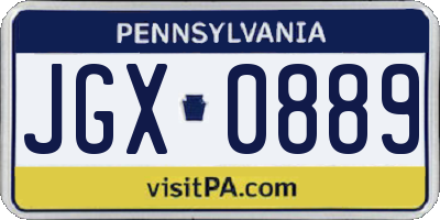 PA license plate JGX0889