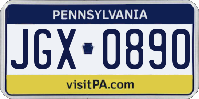 PA license plate JGX0890