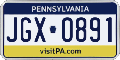 PA license plate JGX0891