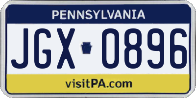 PA license plate JGX0896