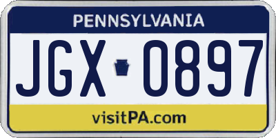 PA license plate JGX0897