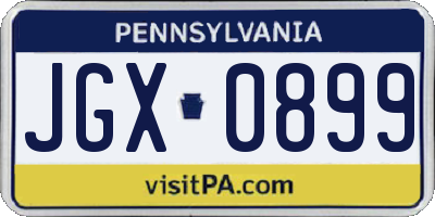 PA license plate JGX0899