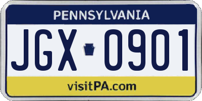 PA license plate JGX0901