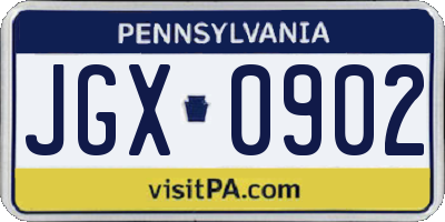 PA license plate JGX0902