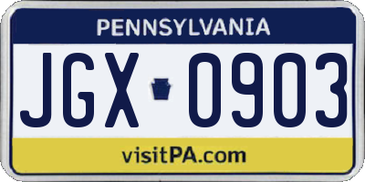 PA license plate JGX0903